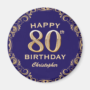Aimant 80e anniversaire de la Parties scintillant marine 