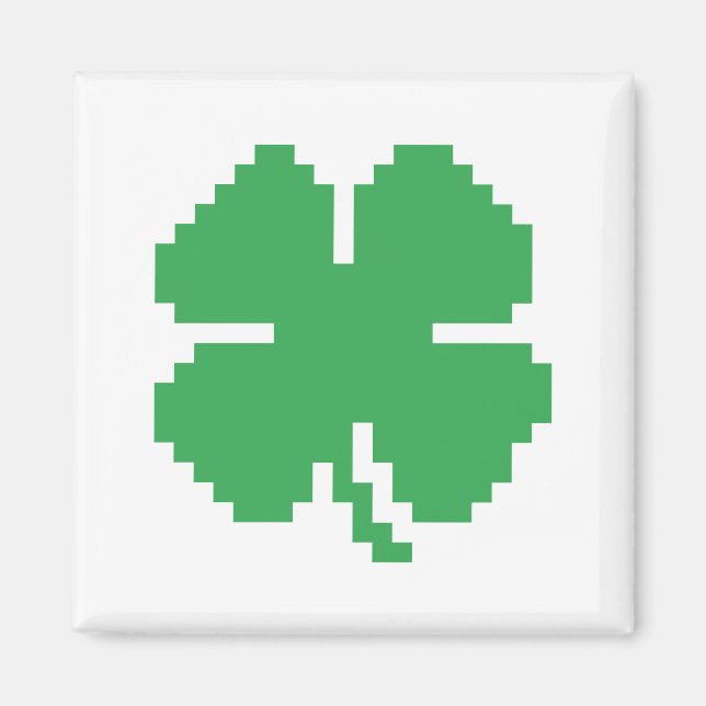 Aimant 8 bits Pixel Lucky Four Leaf Clocher (Devant)