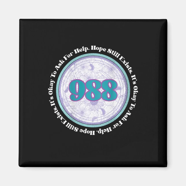 Aimant 988 Prévention du suicide Il est bon de demander d (Devant)