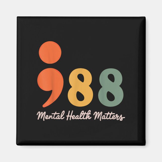 Aimant 988 Semicolon Santé mentale S Prévention du suicid (Devant)