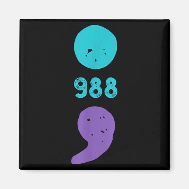 Aimant 988 Semicolon Santé mentale S Prévention du suicid (Devant)