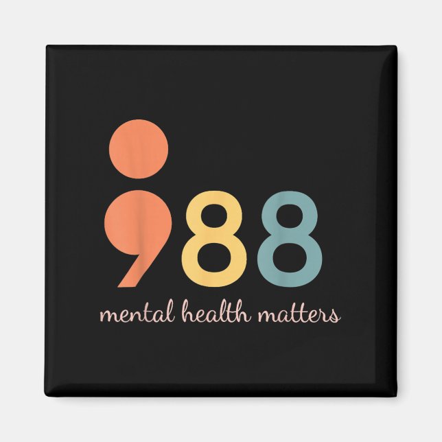 Aimant 988 Semicolon Santé mentale S Prévention du suicid (Devant)
