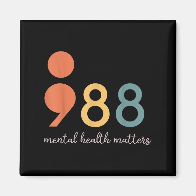 Aimant 988 Semicolon Santé mentale S Prévention du suicid (Devant)