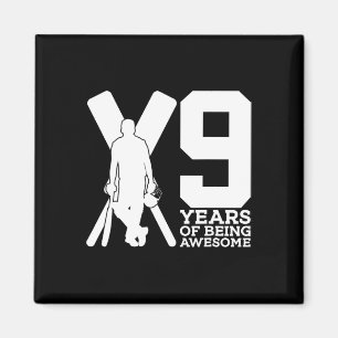 Aimant 9 Ans de cricket génial 9e anniversaire