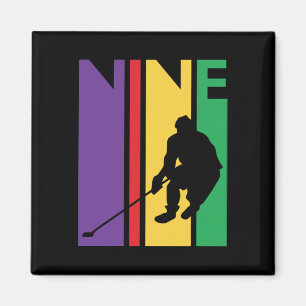 Aimant 9e anniversaire Cadeau Neuf Hockey coloré Annivers