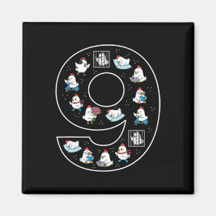 Aimant 9e anniversaire garçon filles agriculteur poulet 9
