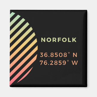 Aimant à bouton de néon - Coordonnées de Norfolk, 