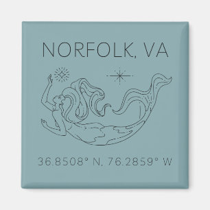Aimant à bouton de sirène - Coordonnées de Norfolk
