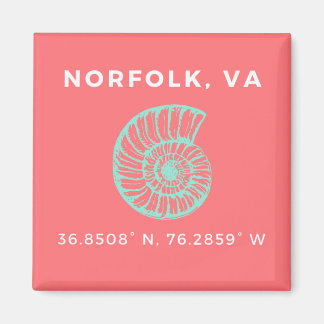 Aimant à bouton nautique - Coordonnées de Norfolk 