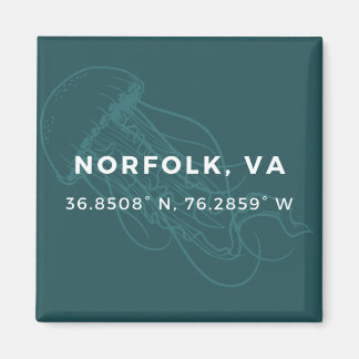 Aimant à bouton nautique - Coordonnées de Norfolk 
