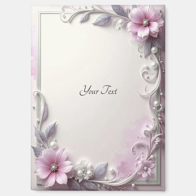 Aimant à cadre floral rose (Recto)
