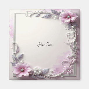 Aimant à cadre floral rose
