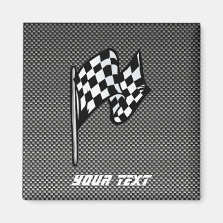 Aimant À damiers Drapeau couleur carbone