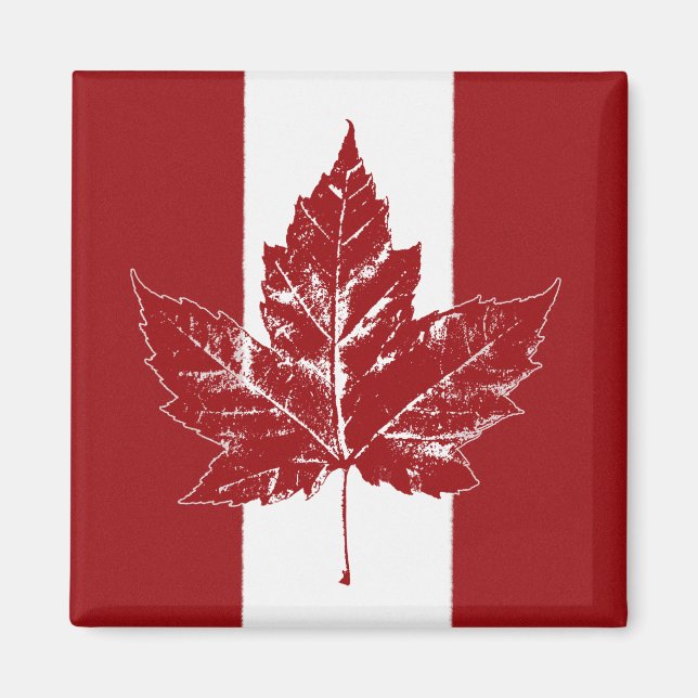 Aimant à drapeau Canada Rétro Canada Aimant à feui (Devant)