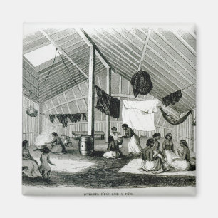 Aimant À l'intérieur d'une hutte de Tahitan