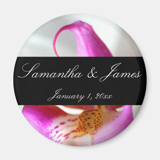 Aimant À l'intérieur d'une Orchidée blanche Mariage perso (Devant)