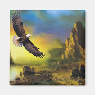 Aimant A Patriotic Design with Bald Eagle Flying