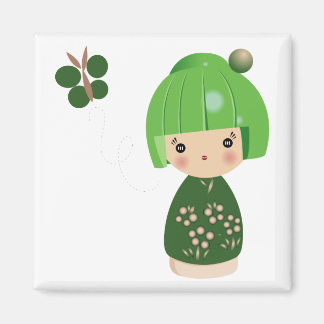 Aimant à triplet Kokeshi vert