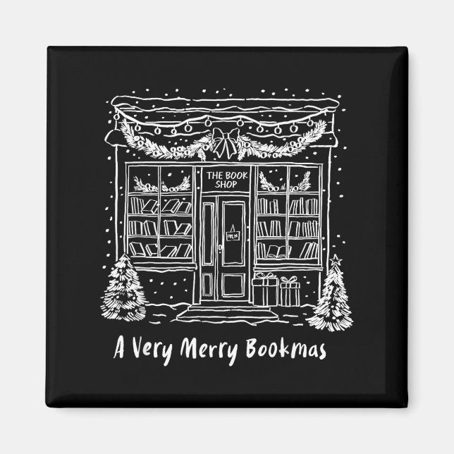 Aimant A Very Merry Bookmas Cozy Christmas Bookstore Holi (Devant)