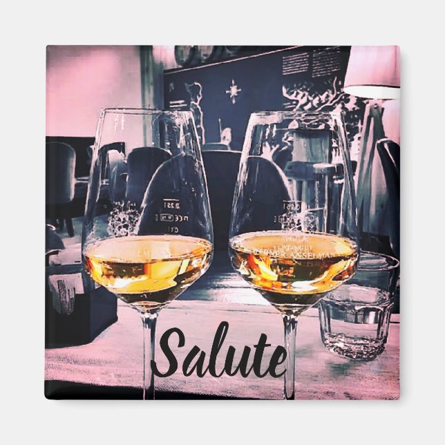 Aimant à vin avec mot italien pour la joie (Devant)