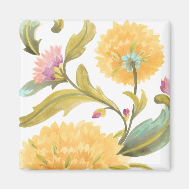 Aimant Abbaye Carreaux floraux - Fleurs Jaunes (Devant)