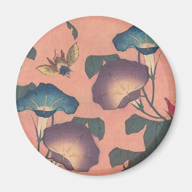 Aimant Abeille et Fleur Art japonais asiatique (Devant)