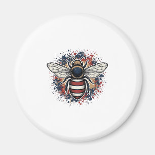Aimant Abeille patriotique gravure vintage vecteur concep