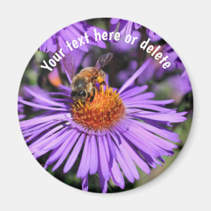 Aimant Abeille sur fleur d'aster violet personnalisé