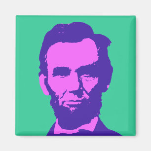 Aimant Abraham Lincoln en Pop Art rose & violet