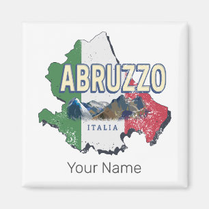 Aimant Abruzzes Italie Région Rétro Carte Souvenir Vintag