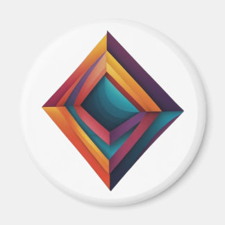Aimant Abstract 3D Geometric Diamond Gradient Art