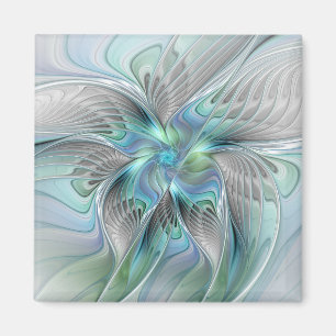 Aimant Abstrait Bleu Vert Papillon Imaginaire Fractal Art