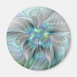 Aimant Abstrait Bleu Vert Papillon Imaginaire Fractal Art