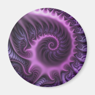Aimant Abstrait Vivant Spirale d'Art Fractal Rose Violet