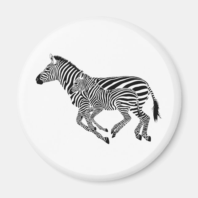 Aimant Abstrait Zebras mère et enfant (Devant)