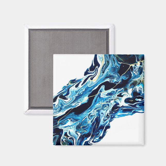 Aimant Abyss Abstract Navy Blue Gold White Fluid Art (Recto/Verso)