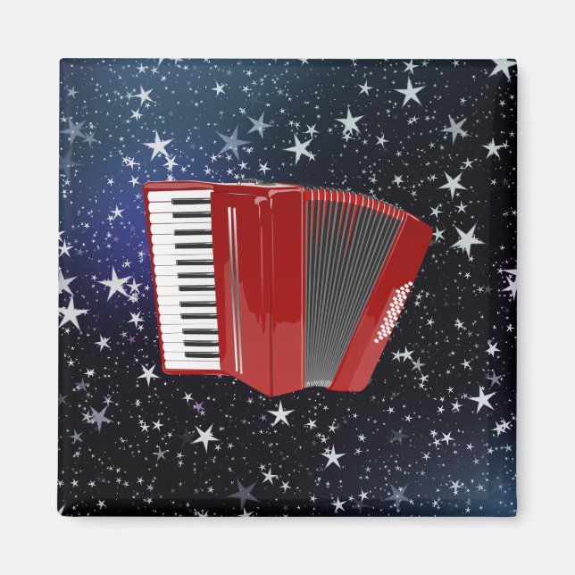 Aimant Accordéon rouge sur le ciel nocturne (Devant)