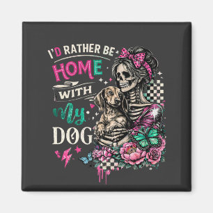 Aimant Accueil avec mon chien squelette gothique Dachshun