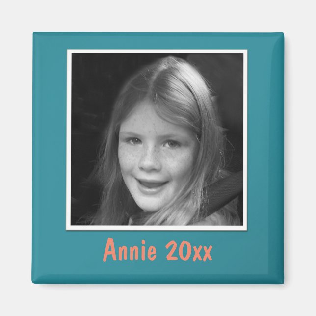 Aimant Accueil Turquoise personnel Photo et texte personn (Devant)