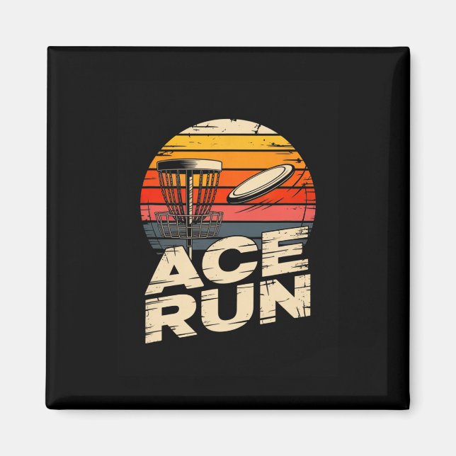Aimant Ace Run Retro Disc Golf Sket Ace Run Sunset  (Devant)