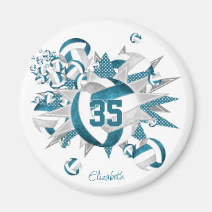 Aimant acheter 1 ou pour équipe turquoise gris volleyball