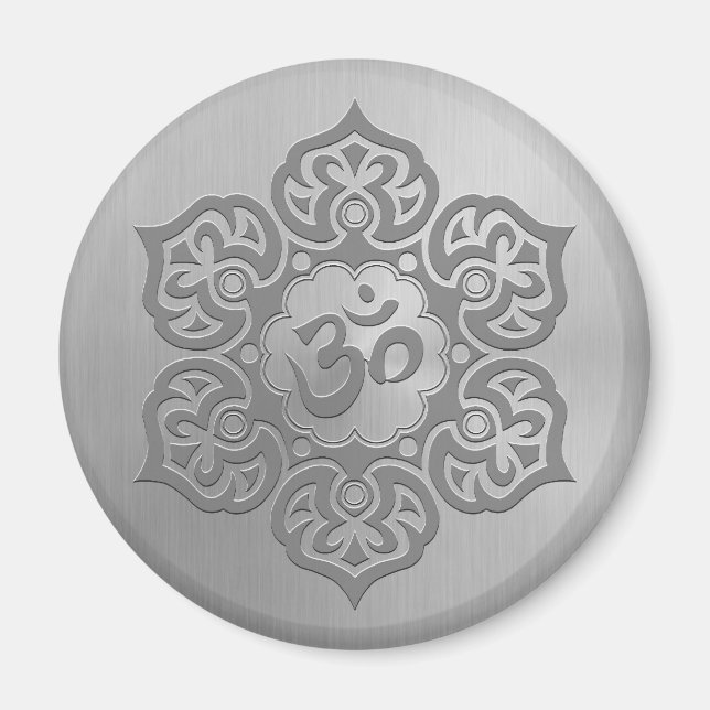 Aimant Acier inoxydable Effet floral Aum graphique (Devant)