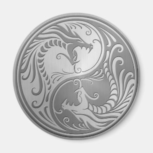 Aimant Acier inoxydable Yin Yang Dragons
