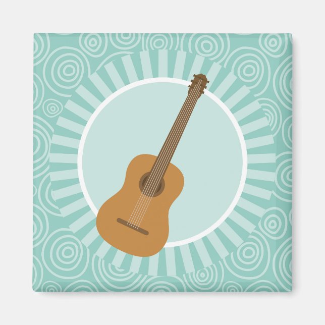 Aimant Acoustique Guitare Fun Turquoise Swirl Musique (Devant)