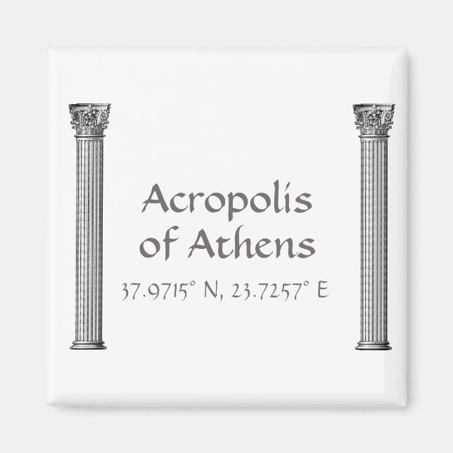 Aimant Acropole d'Athènes Latitude Longitude (Devant)