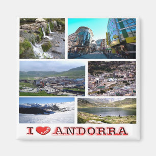 Aimant AD - Andorre - I Love - Collage Mosaïque