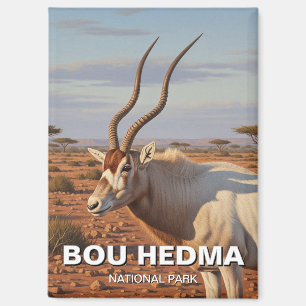 Aimant Addax Antelope dans le Parc National de Bou Hedma 