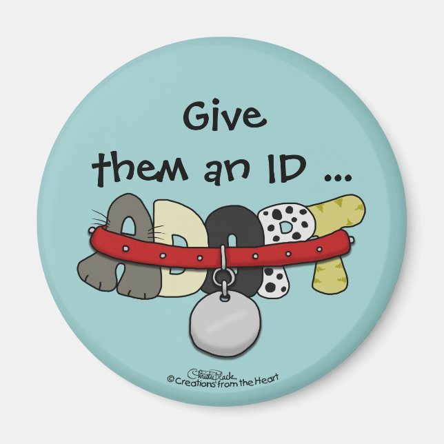 Aimant ADOPT avec collier-Donnez-leur une pièce d'identit (Devant)