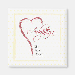 Aimant Adoption, Religieux, Dots Jaunes avec Coeur Rouge