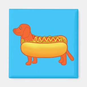 Aimant Adorable Dachshund Hot Dog